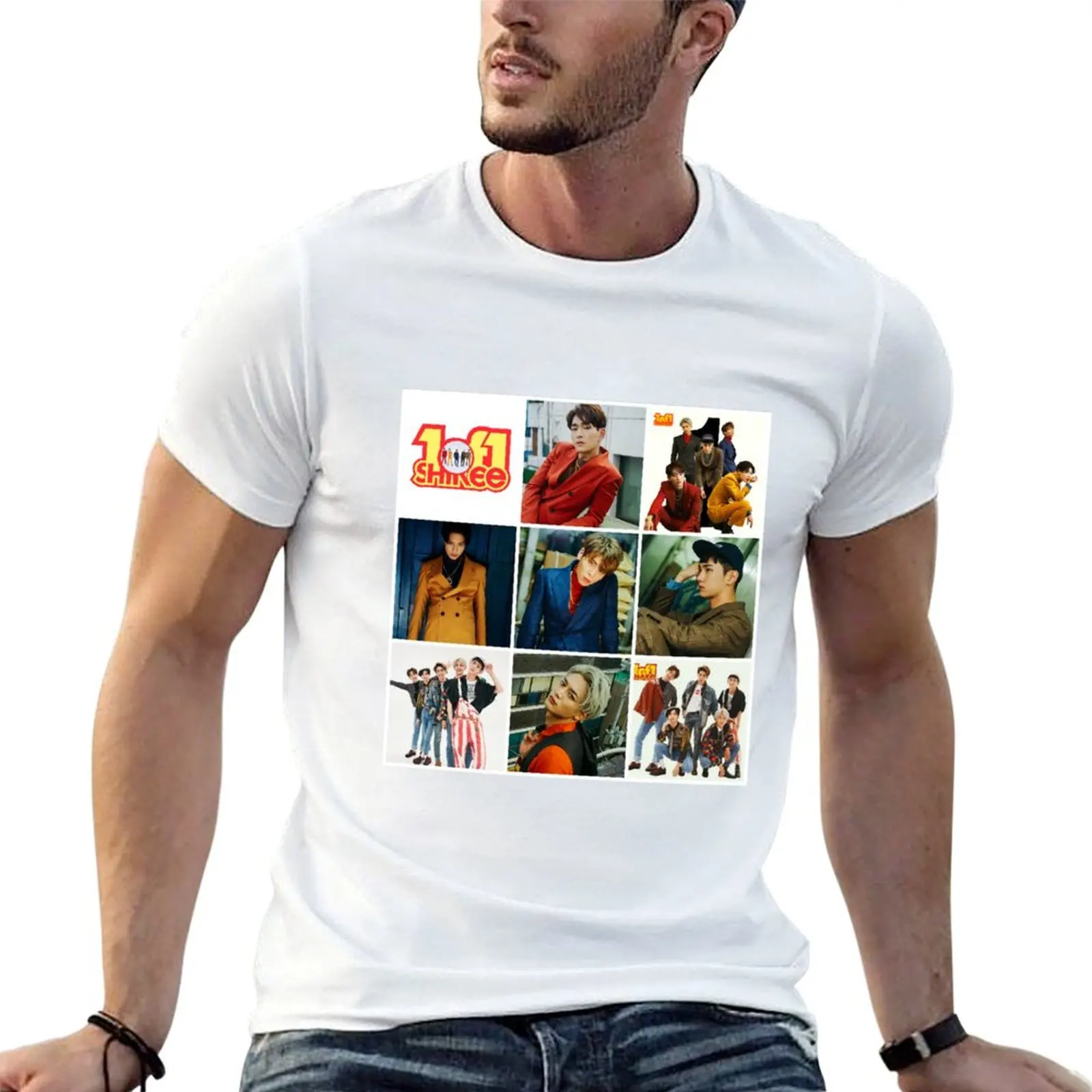 Футболка с коллажем SHINee 1of1, Мужская винтажная одежда
