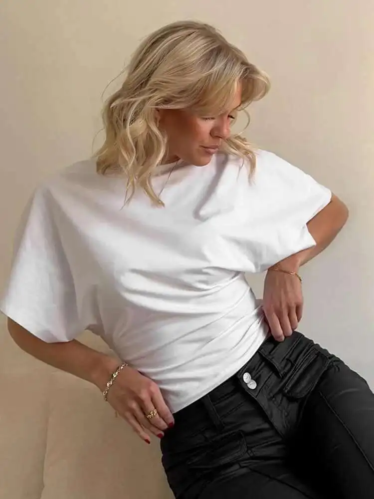 Mode Lässig Solide Grau Gestellte T-shirt Frau Kleidung Oansatz Korsett Tops Streetwear Mädchen Frühling Sommer Kurze T-shirts M8CW