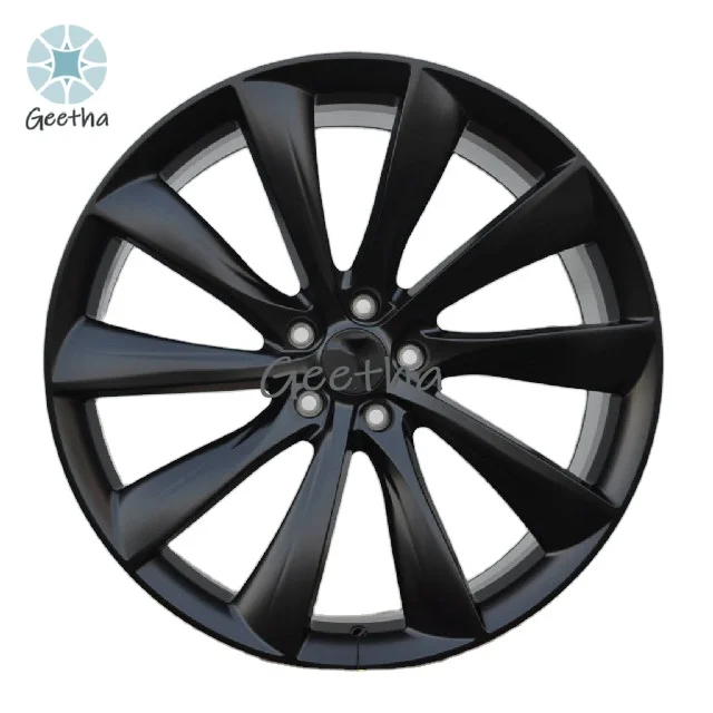 

For 21 22 Inch Front and Rear Modified Forged Wheels, Black Full Coating, Adaptation, Model X Replacement and Upgrade, 5 * 120