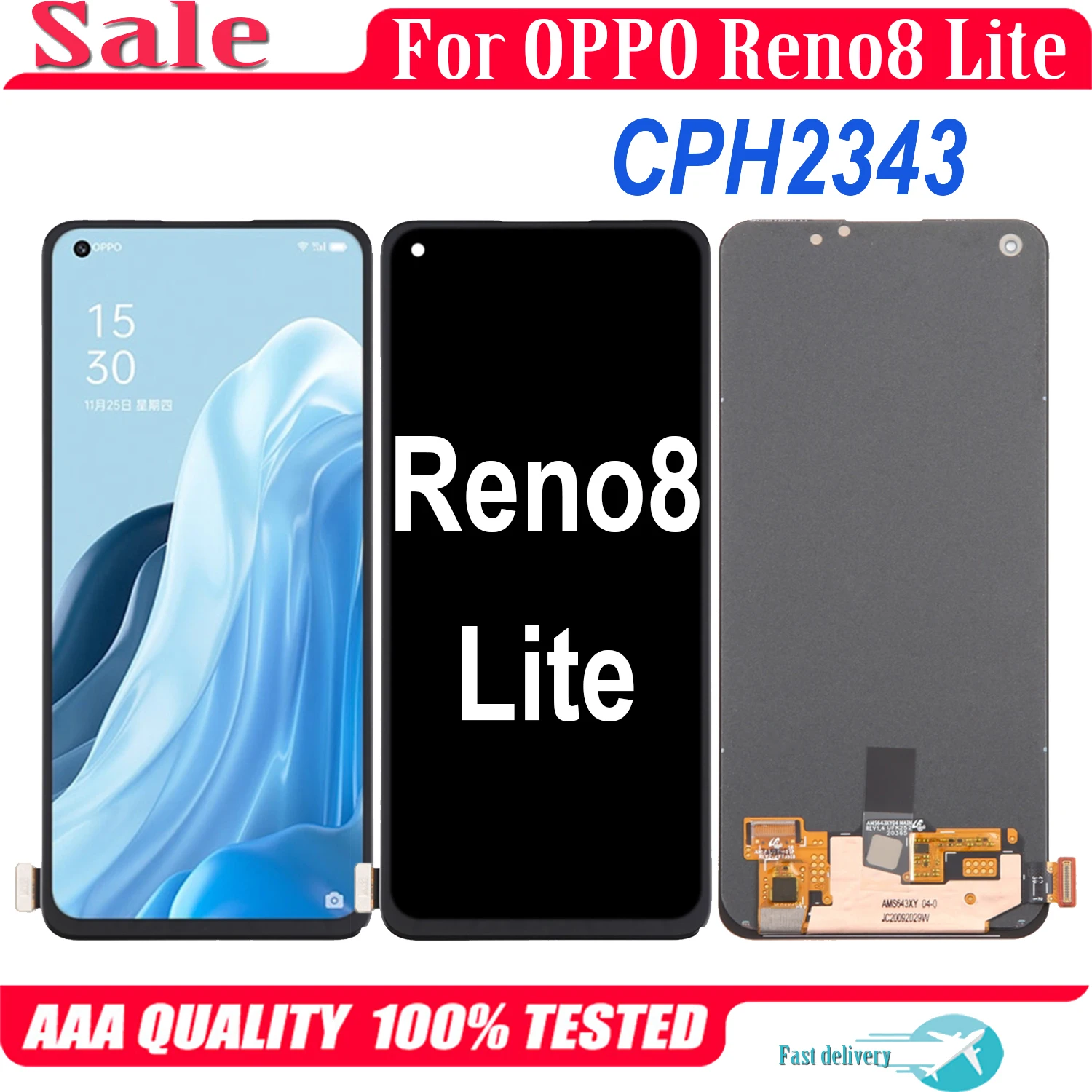 AMOLED For Oppo Reno8 Lite CPH2343 LCD Display Touch Screen Digitizer Assembly