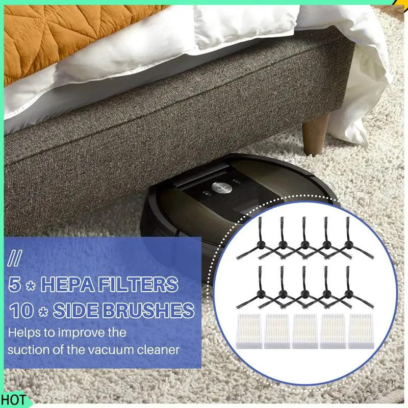 AWAH Vacuum Cleaner Accessories Kit For Panda X500,Gutrend Joy90/Fun 110, Ecovacs Cr120/Cen540 Hepa Filter X 5Pcs + Side Brush X