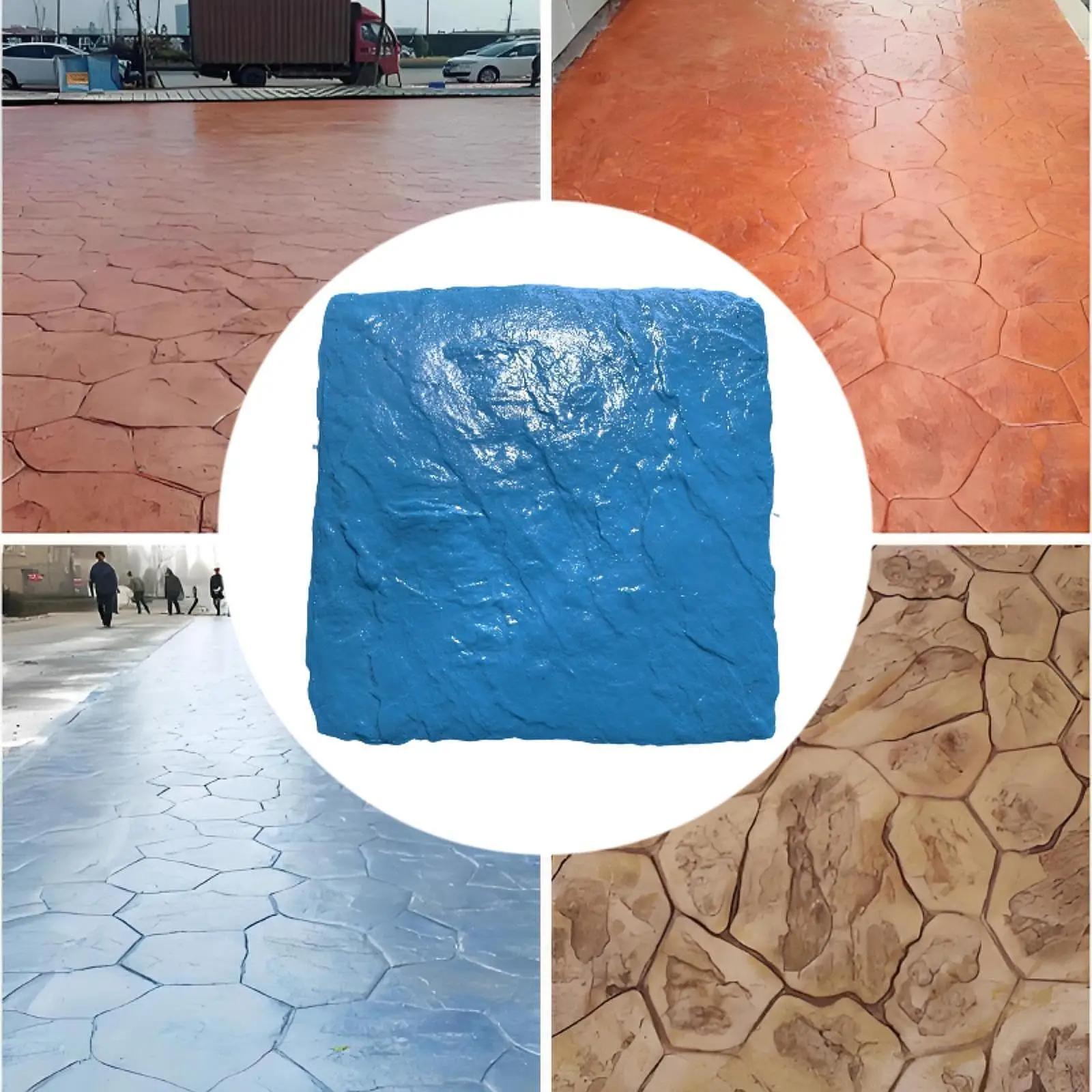 Concrete Stamp Stamp Mat Realistic DIY Paving Pattern Maker Form Cement Paver Blue for Landscaping Patio Lawn Courtyard Wall