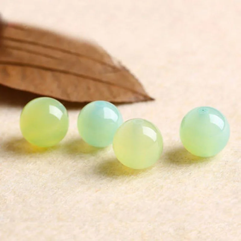 4A Natural Green Agate Single Bead DIY Beads Crystal Jewelry Making