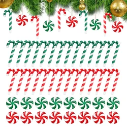 Mini Candy Canes Miniature Christmas Tree Decoration, Peppermint Swirls Pingente, DIY Scrapbook, Artesanato Presente, Home Party, 24Pcs