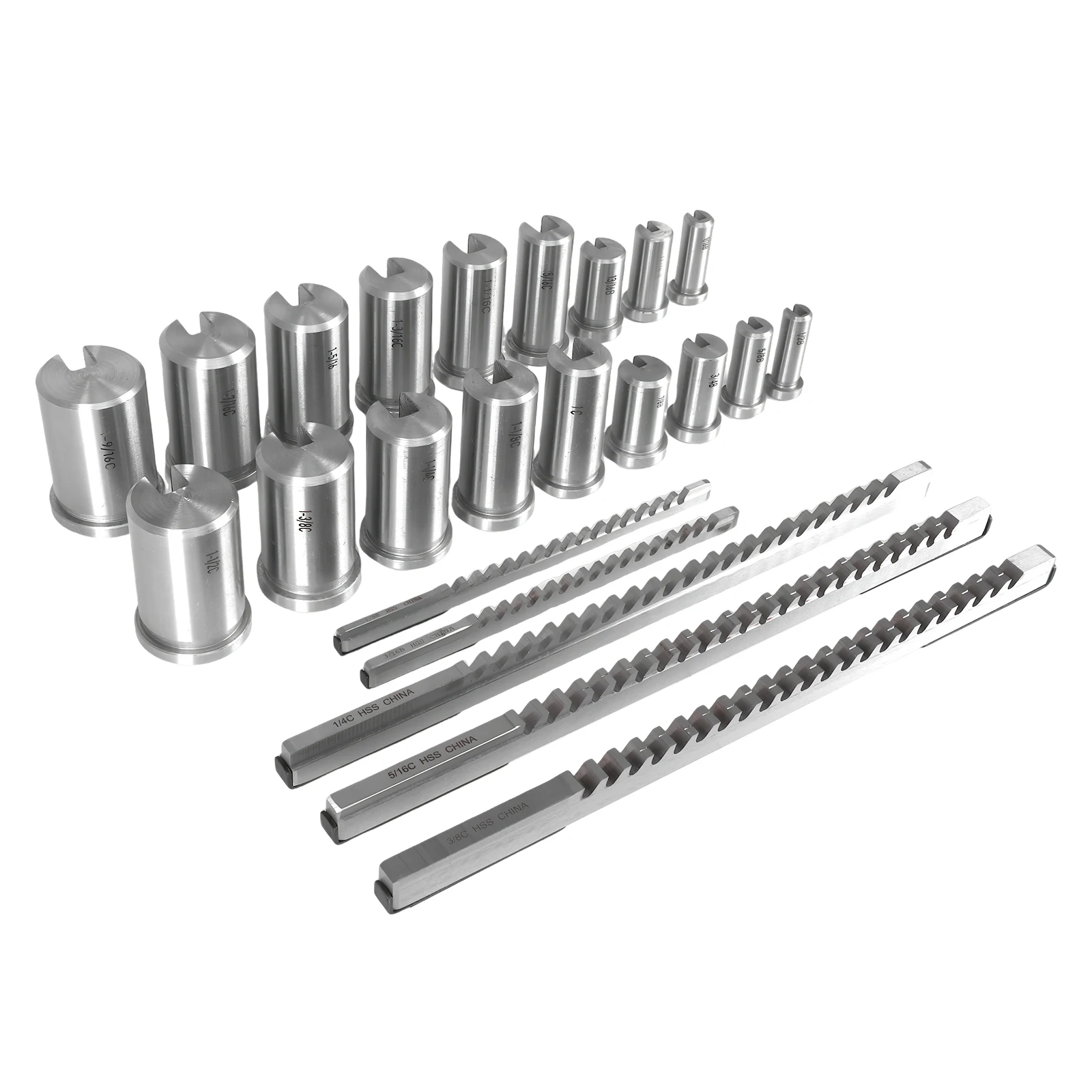 

Keyway Broach Kit British Broach Suit with 5 Broaches 18 Bushings and 7 Shims 30pcs for Metalworking and Manufacturing