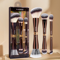 MAANGE 3pcs Double-ended Makeup Brushes Contour Brush for Beauty Blending Liquid Concealer Cream Cosmetics Blush Makeup Brushes