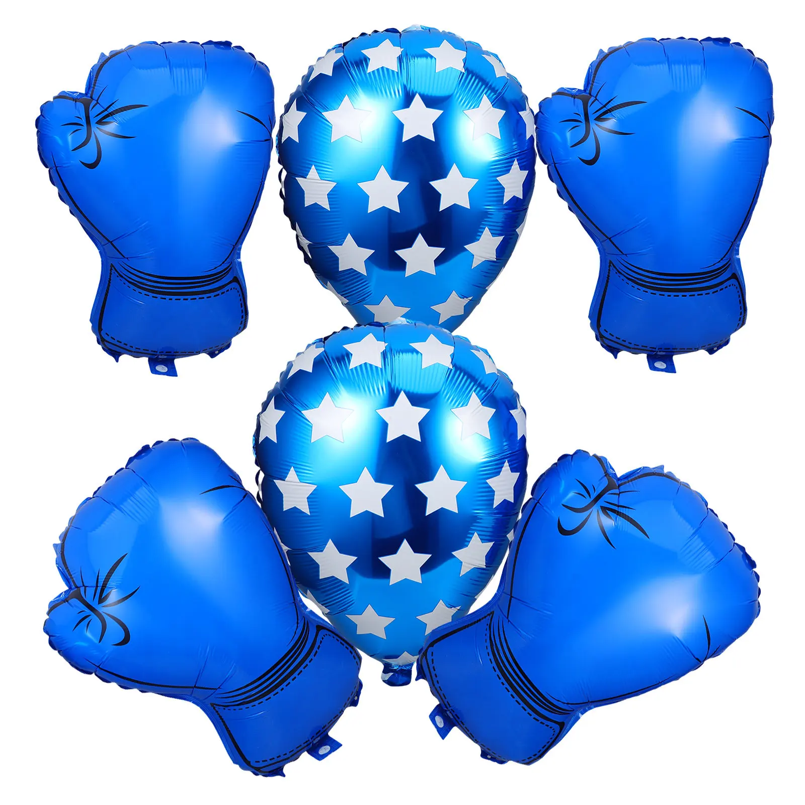 6Pcs Boxing Themed Balloons Aluminum Foil Punching Gloves Decor for Men Birthday Party Sports Wrestling Fight Celebration Decor