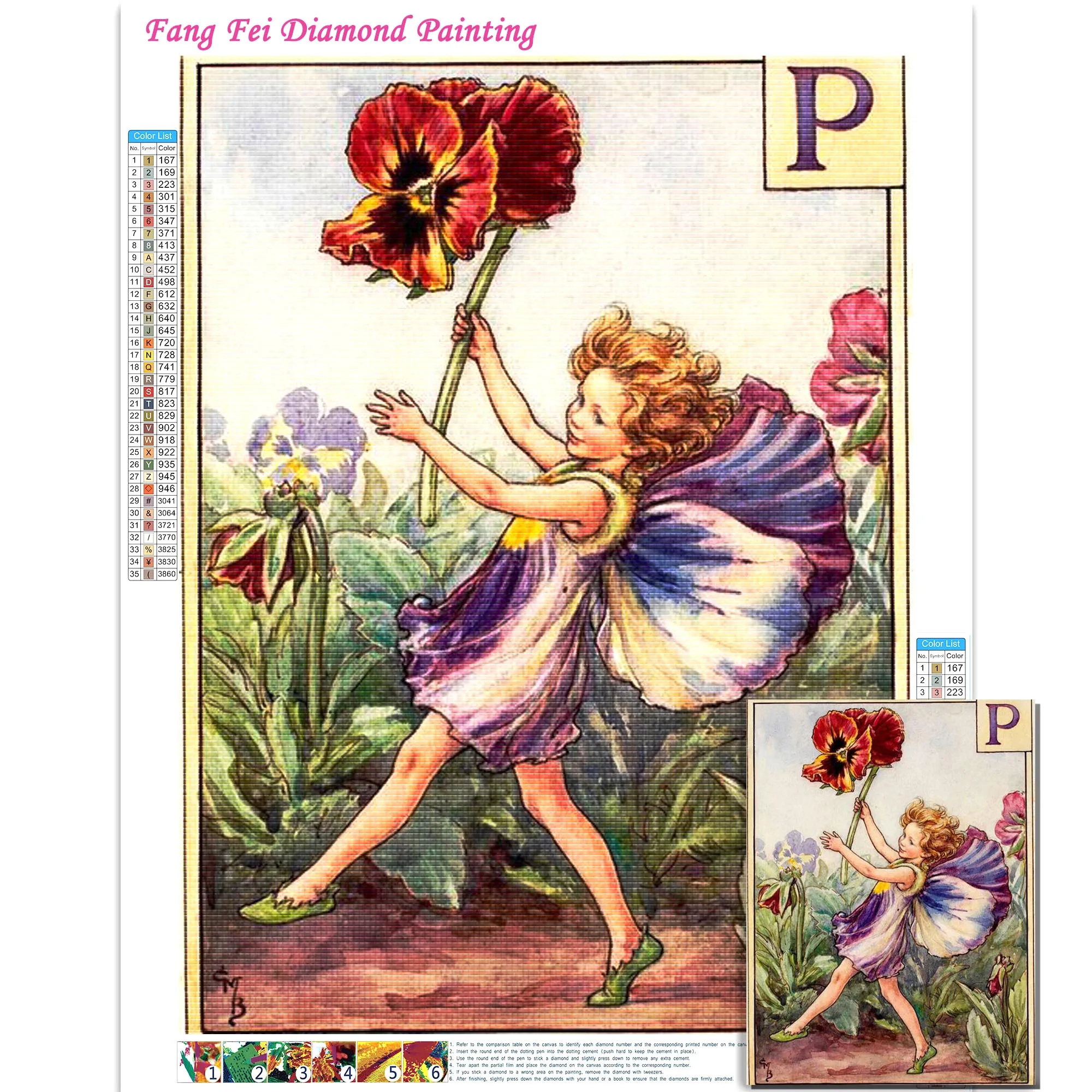 Famoso pittore Cicely Mary Barker Art Diamond Painting Flower Letter bambini punto croce ricamo immagine mosaico Home Decor