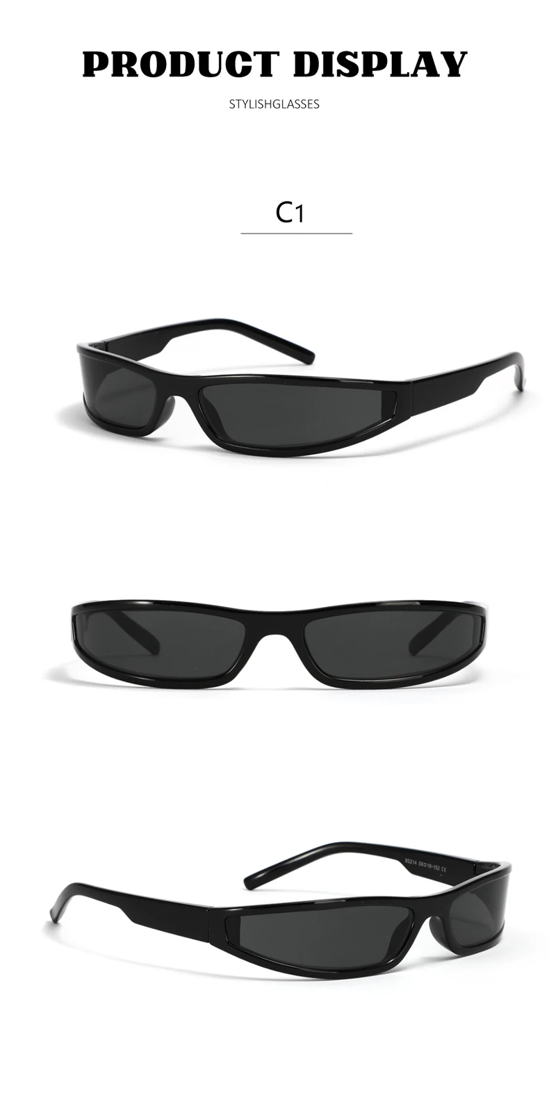 Y2k Futuristische Sonnenbrille Damen Herren Vintage Kleiner Rechteckrahmen Wrap Around Sonnenbrille Punk Cool Mirror Brillen Sport Shades – Detail 8