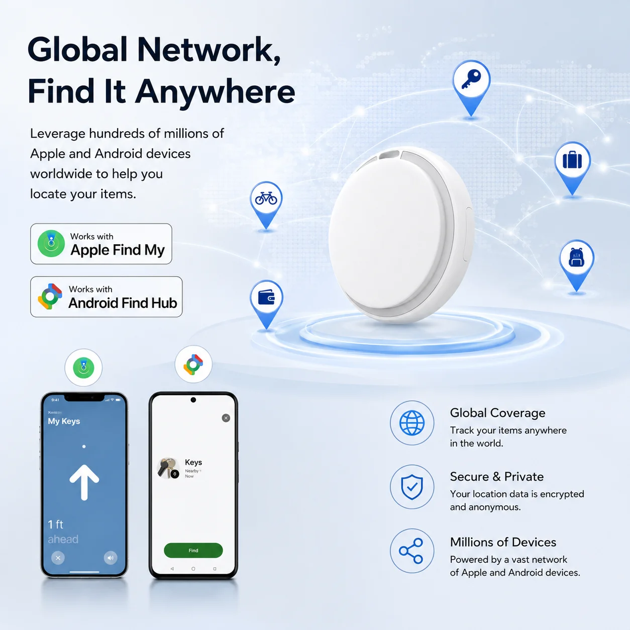 Low Cost iOS Android Both Dual Air Tag bags pets keychains GPS Tracking device Mini GPS Global Tracker without sim card