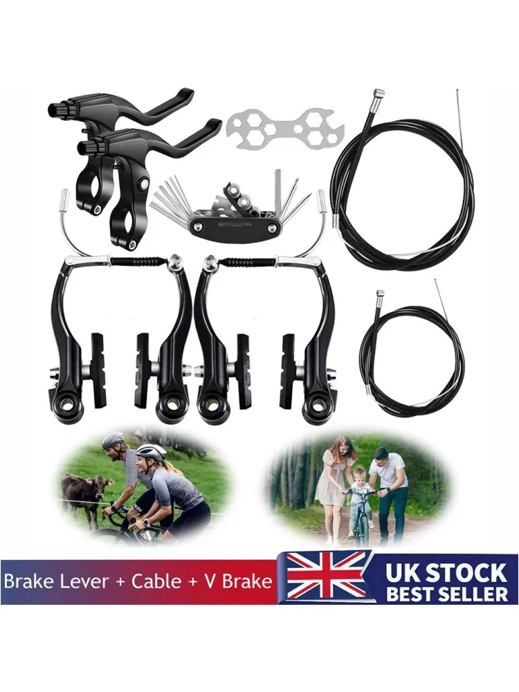 AliExpress NONE MTB V Brake Front Rear Kit with Tools, Complete Callipers Cables Lever Set for Mountain Hybrid Bicycle Brake Replacement