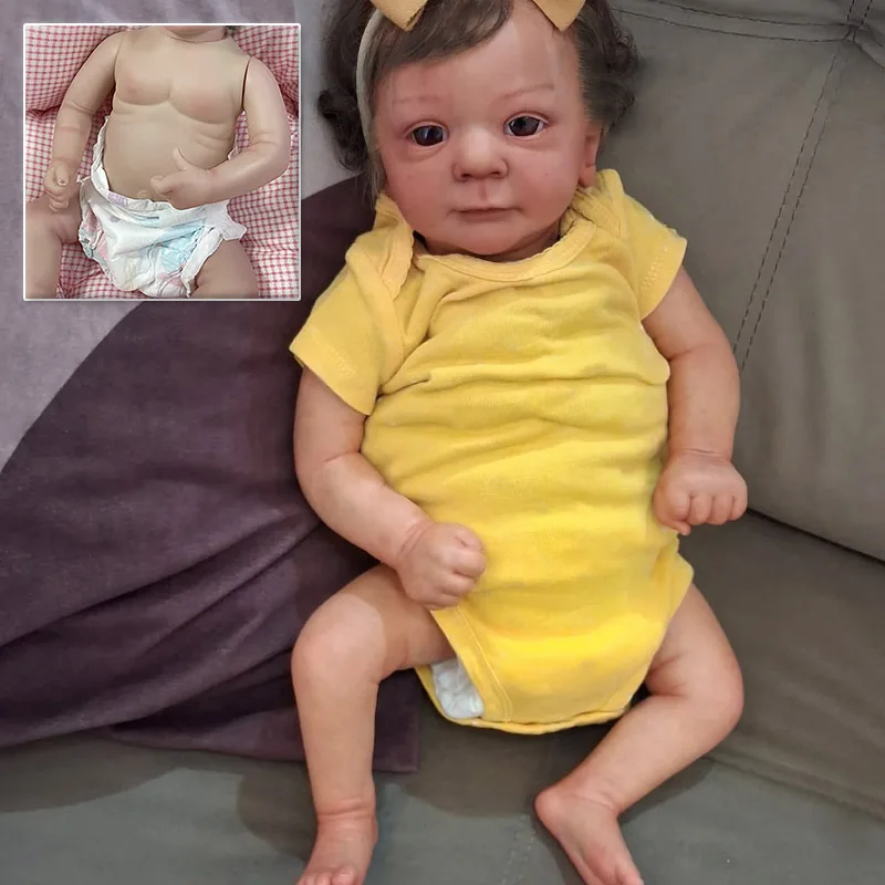 45CM Reborn Baby Doll Rosalie with Rooted Hair Soft Touch Muñecas Bebes Reborn Baby 3D Skin with Visible Veins Toys for Girls