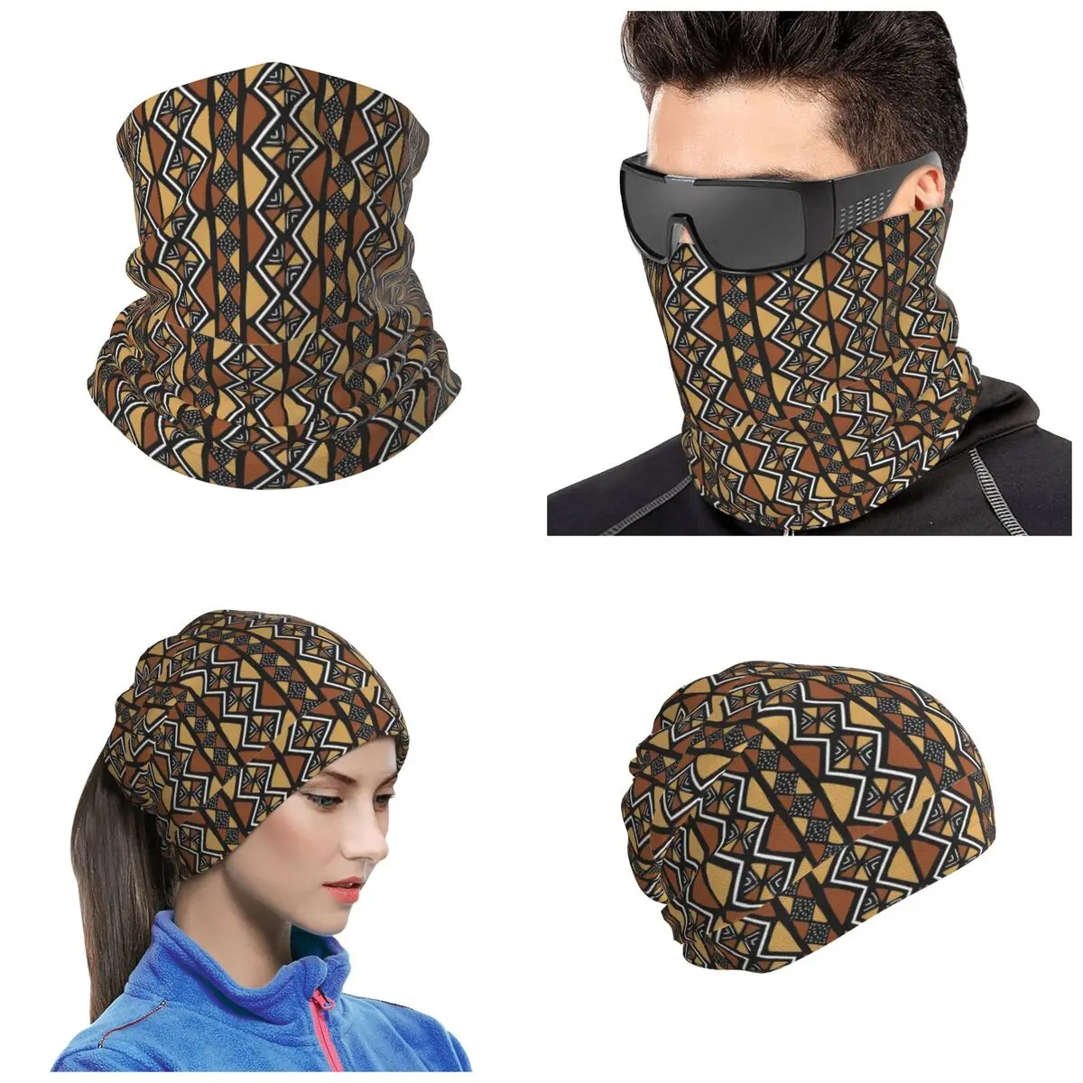 African Mud Cloth Mali Bandana Neck Cover Printed Face Scarf Running Face Mask Unisex Adult Windproof