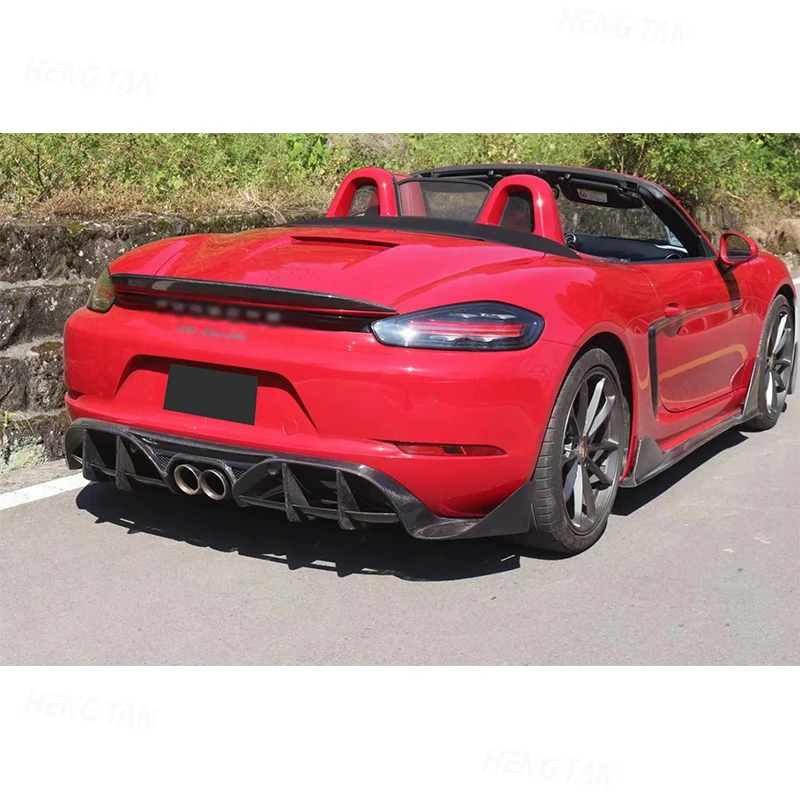 Carbon Fiber Car Rear Bumper Lip Diffuser Parts Spoiler For Porsche 718 Boxster Cayman 2016+ Upgrade PD Style Body kit