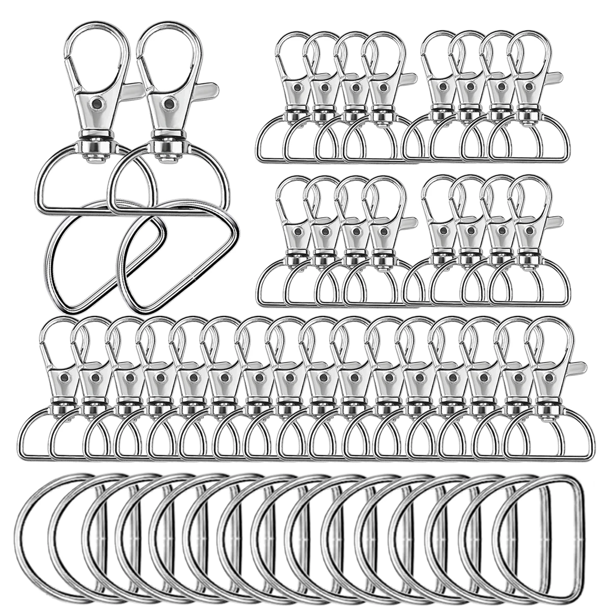 40 قطعة D-شكل سلاسل المفاتيح D-شكل حلقة رئيسية مجموعة DIY بها بنفسك اكسسوارات الديكور مشبك مفتاح ذاتي الصنع حلقة رئيسية الحرف سلسلة المفاجئة هوك للتدوير