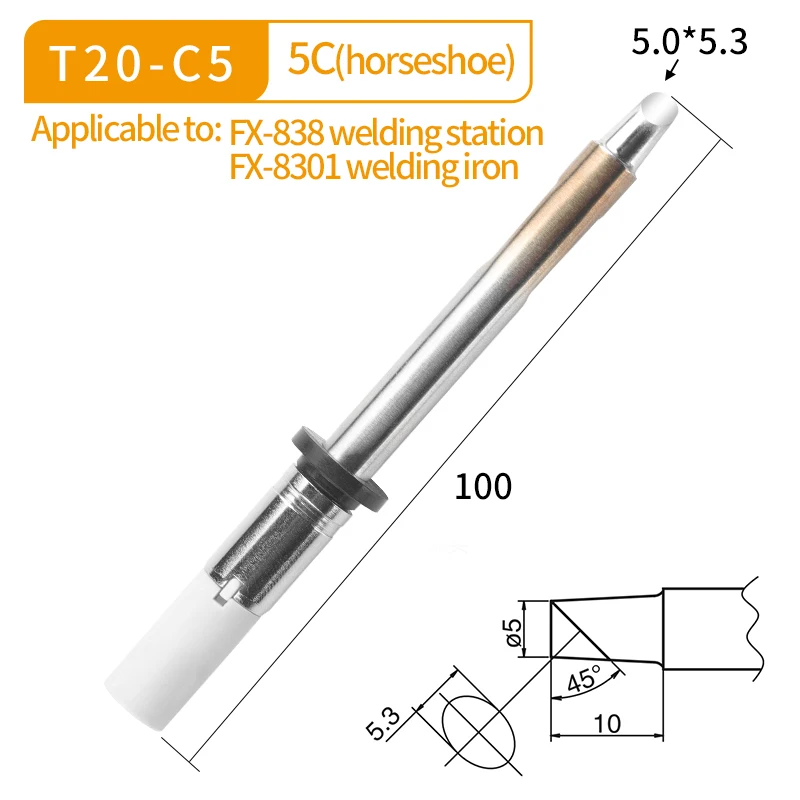 Imagem -04 - Estação de Solda Conjunto para Hakko Fx838 Olt T20 Pontas de Ferro de Solda Fx8301 8302 T20-b2 T20-c4 Conjunto de Dica