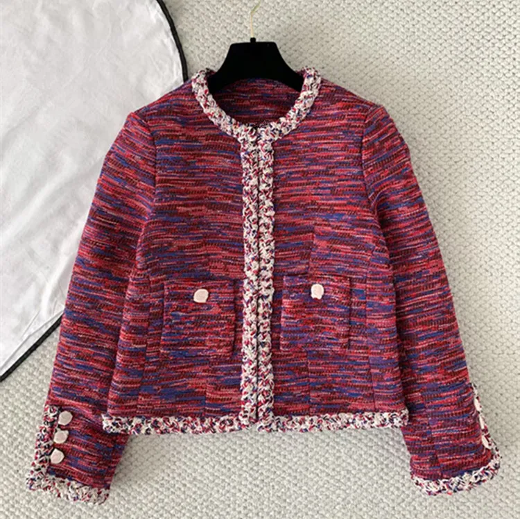 Customization European women's clothing Winter new style Long-sleeved fashionable button-down tweed coat