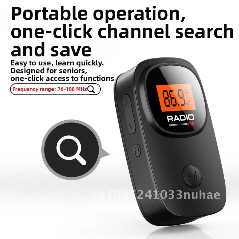 Mini Radio Pocket Small Portable FM with Clip for the Elderly Digital Display Automatic Search Radio