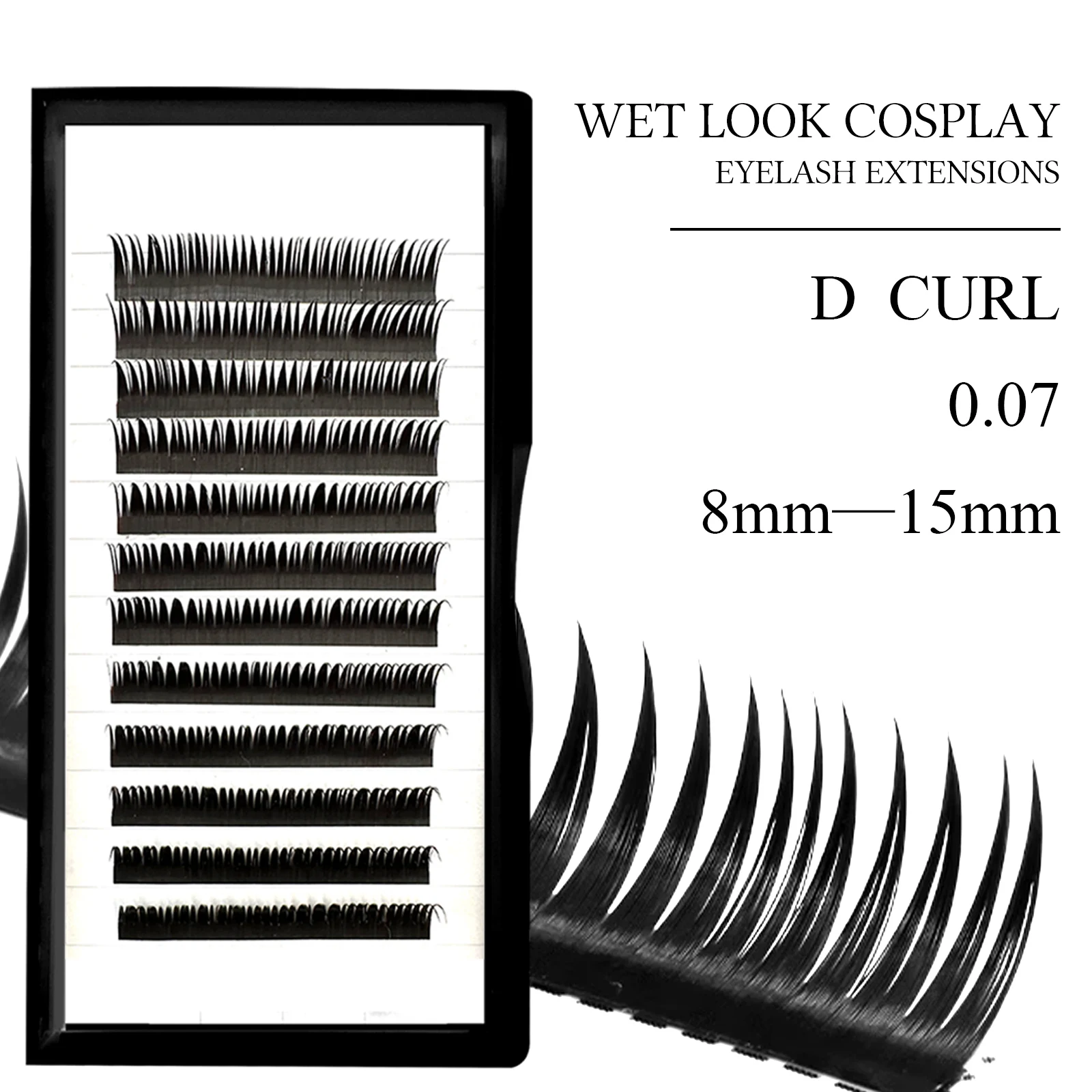 Wet Look Cosplay Eyelash Extensions Cluster Volume Lashes D Curl 8-15mm Soft Mink False Eyelashes Individual Lash Russian Volume