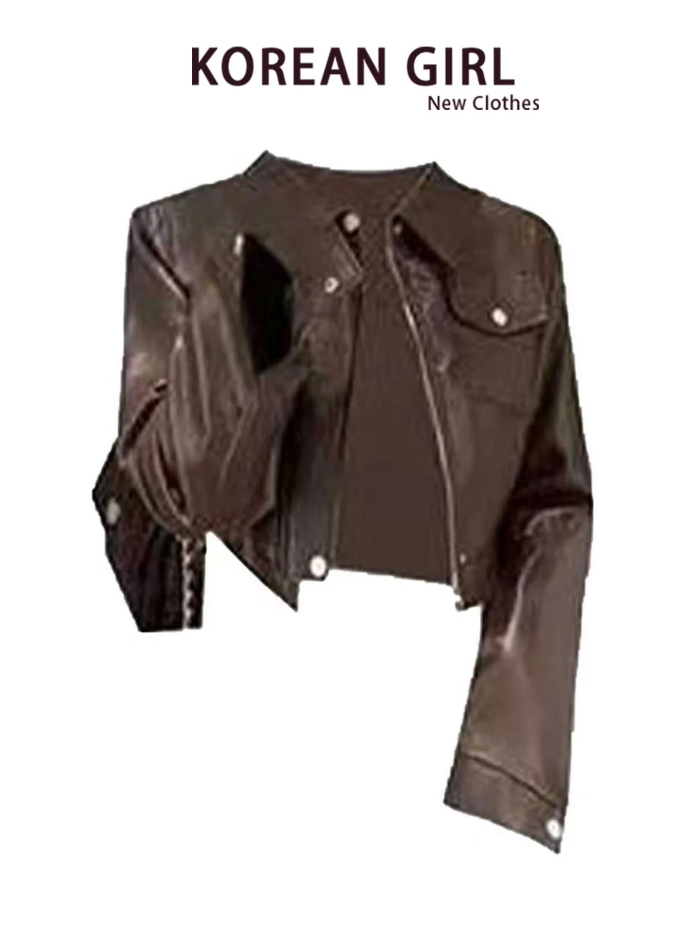 Browan Short Motorcycle Jacket Women's Early Autumn Vintage Hot Girl Street Style Zipper Loose Fit Female Outerwear Coat