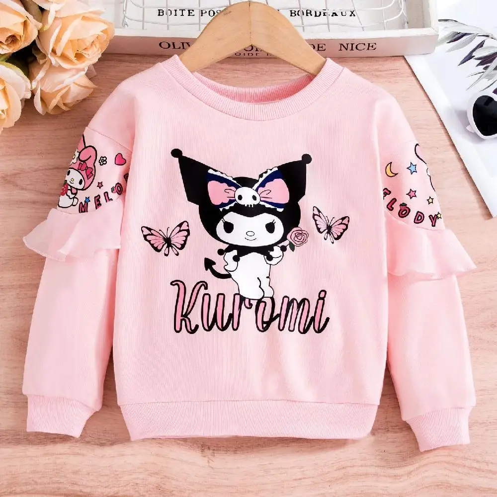 Kuromi My Melody Children TShirt Sanrio Girls Anime Cartoon Kawaii Boys Cute Cotton Tees Long Sleeve Leisure Wear Kids Clothes25