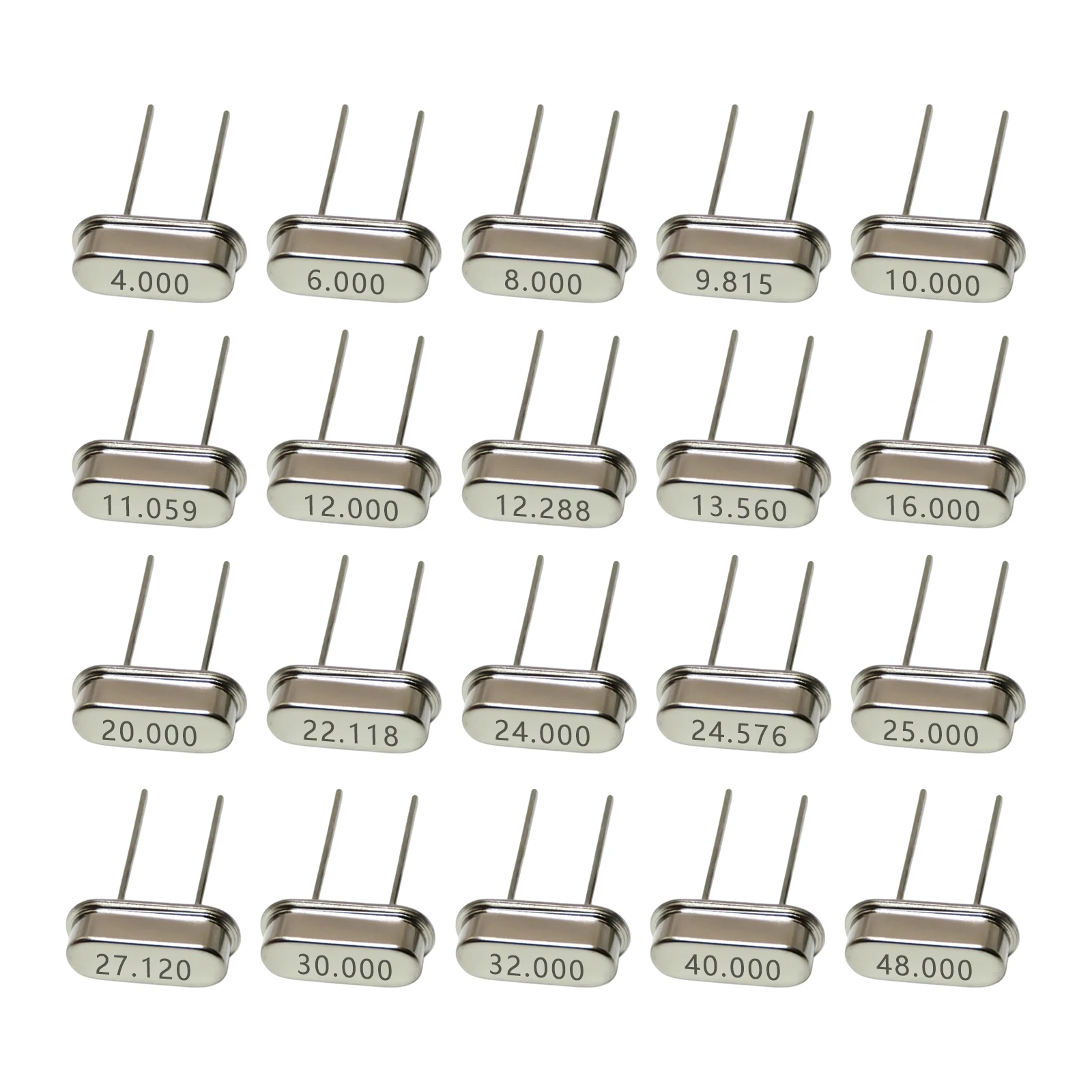 20 Values HC-49S DIP Crystal Oscillator Kit 4/6/8/10/11.0592/12/12.288/13.56/16/20/24/24.576/25/30/32/40/48 MHz M Total 80 Pcs