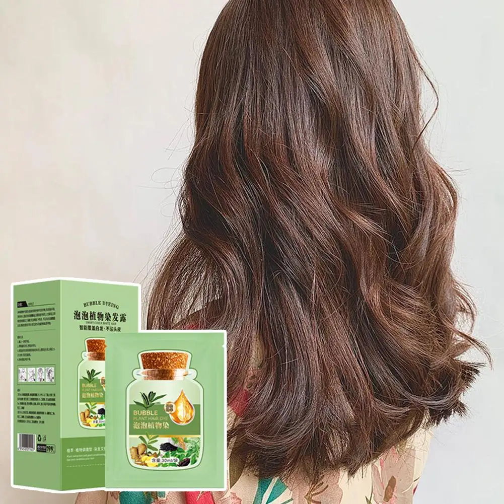 Shampoo Natural Plant Bubble Hair Dye, Coloração Eficaz e Tintura de Longa Duração, Cabelo Conveniente, 30ml, 10 peças, B1I9