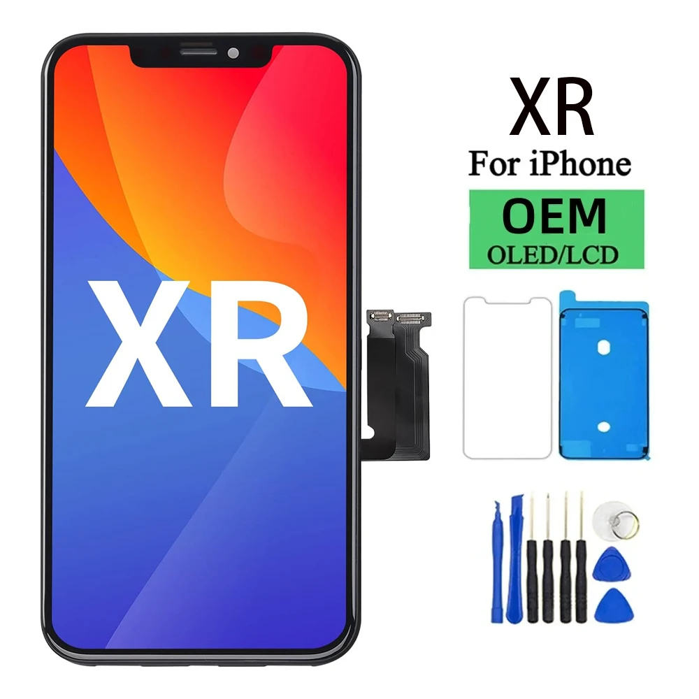 Pantalla LCD 100% probada para iPhone XR, repuesto de pantalla táctil con marco de Metal, pantalla de fábrica Full HD duradera y fácil de instalar