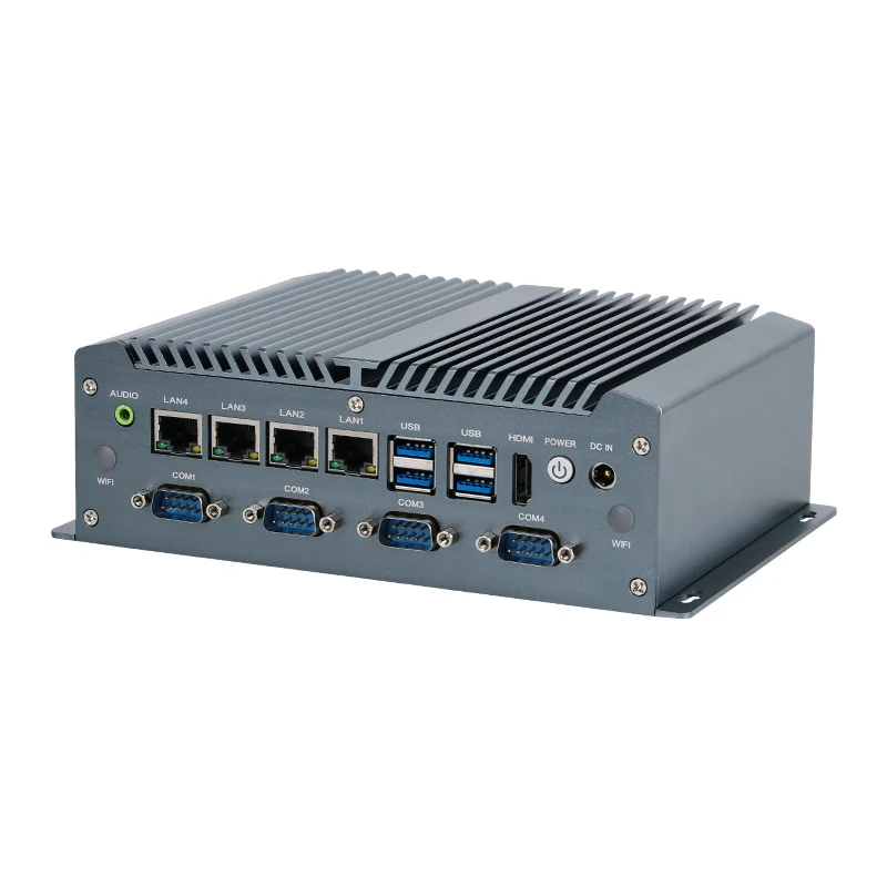 Mini PC Industrial sin Ventilador Intel Core i7-8565U 6xRS232 RS485 RS422 4x i211AT Ethernet POE 16-GPIO 8xUSB LVDS eDP HDMI DC9V-36V