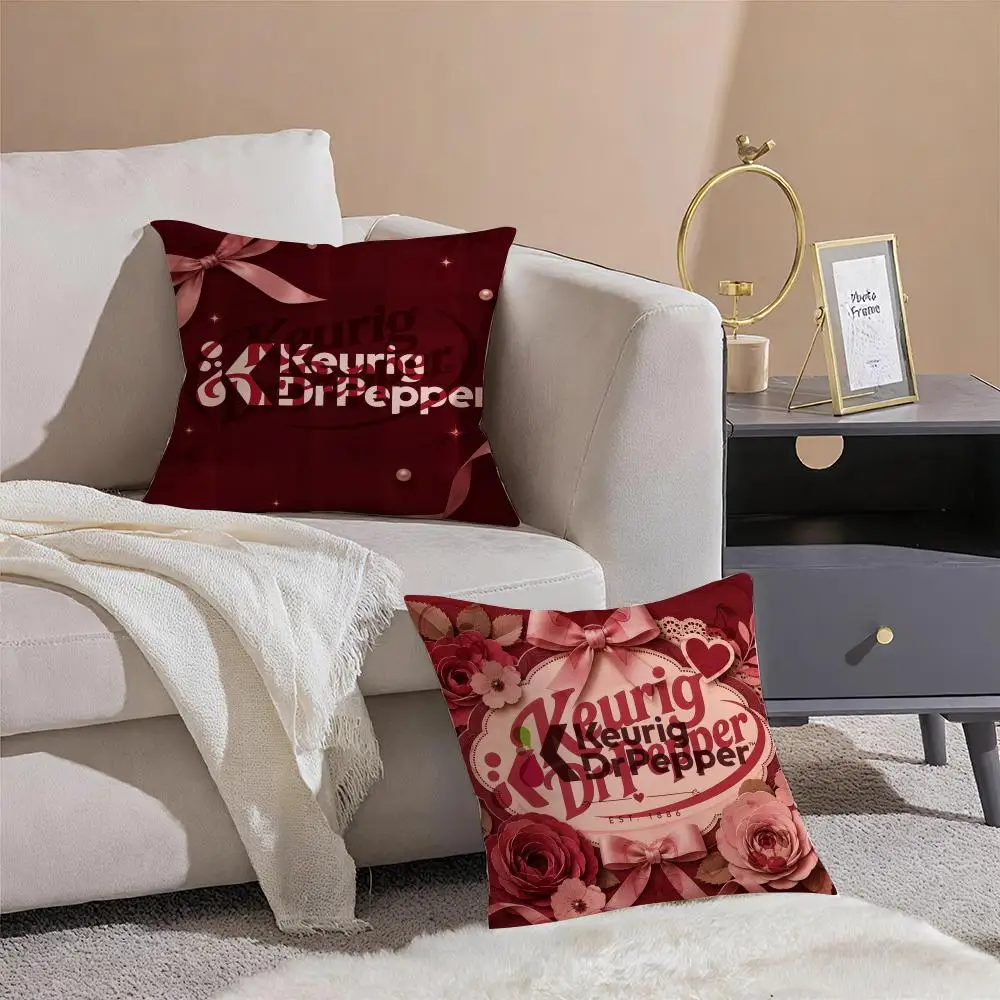 Design Coffee K-Keurig Dr Pepper Cushion Cover Pattern Printed Pillowcase for Living Room Sofa Cushion Cover & Bedroom Decor