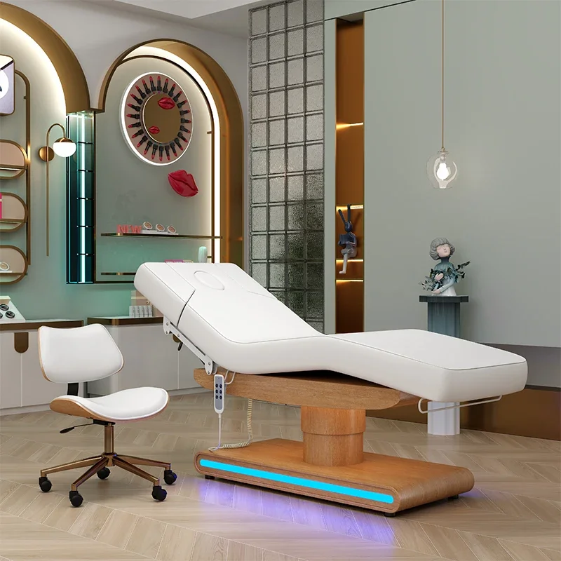 Professional Beauty Salon Furniture Luxury Facial Eyelashes Cosmetic Electric Spa Bed Massage Table with Light