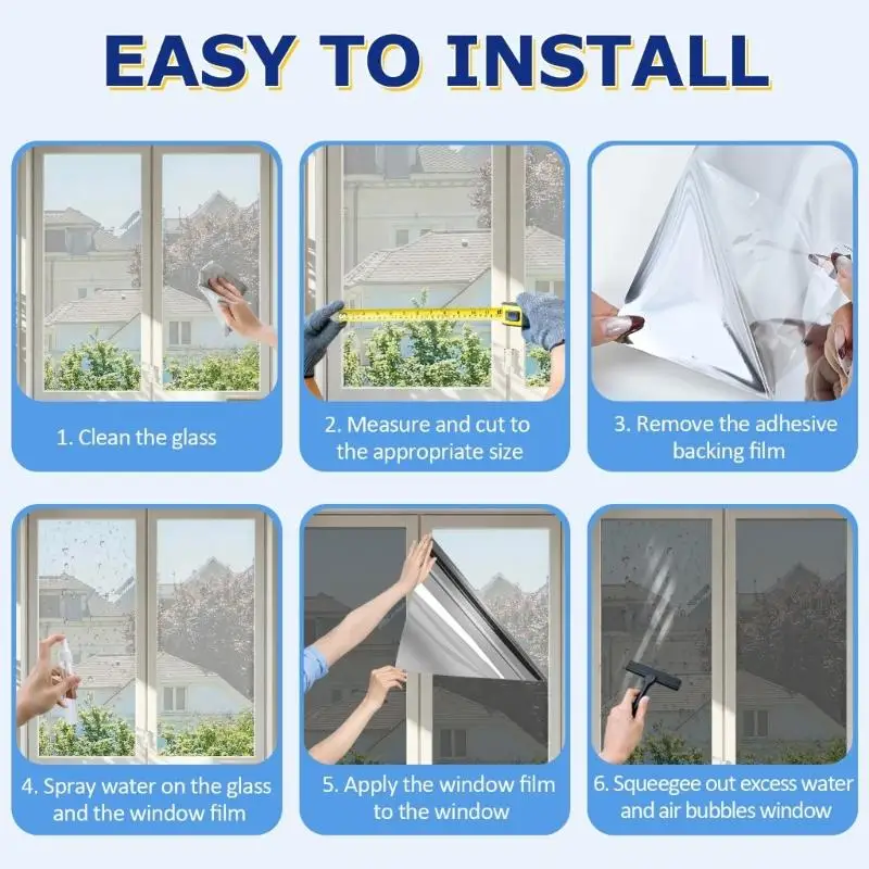 40X200cm Window Film For Temperature Control Prevents 99% Sunlight And 85% Heat Includes Installation equipment D2RD - view 6