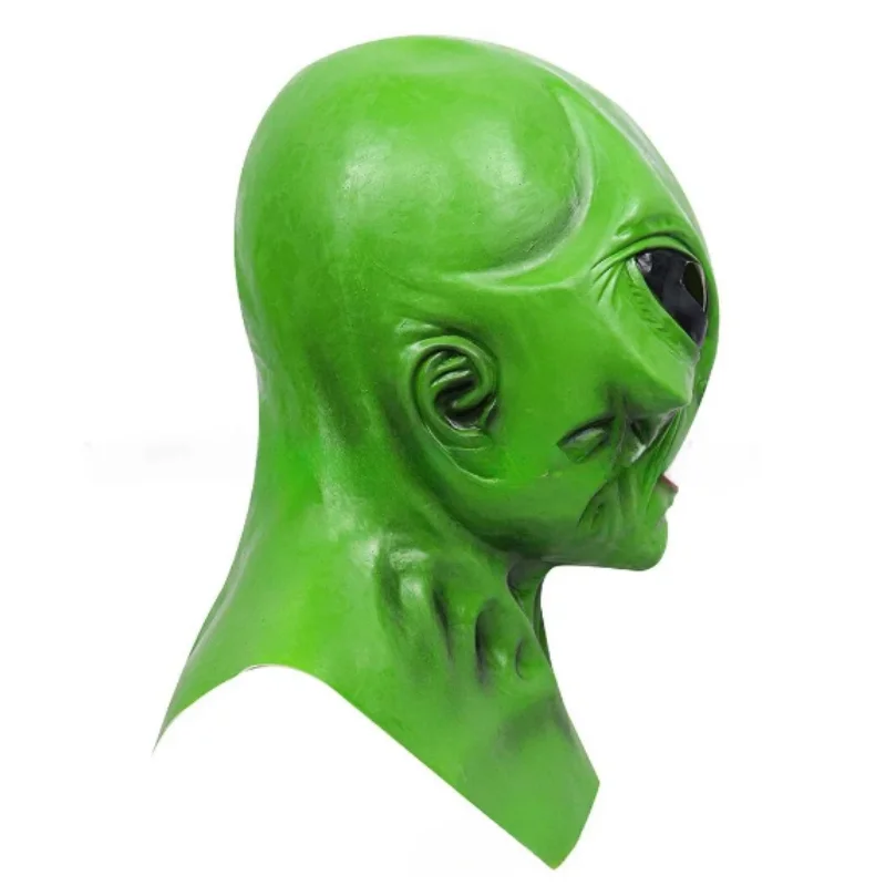 UFO Green Alien Masks Horror Alien Dress up Halloween Costume Party  Latex Headdress Funny Horror Costume Party  Props for adult