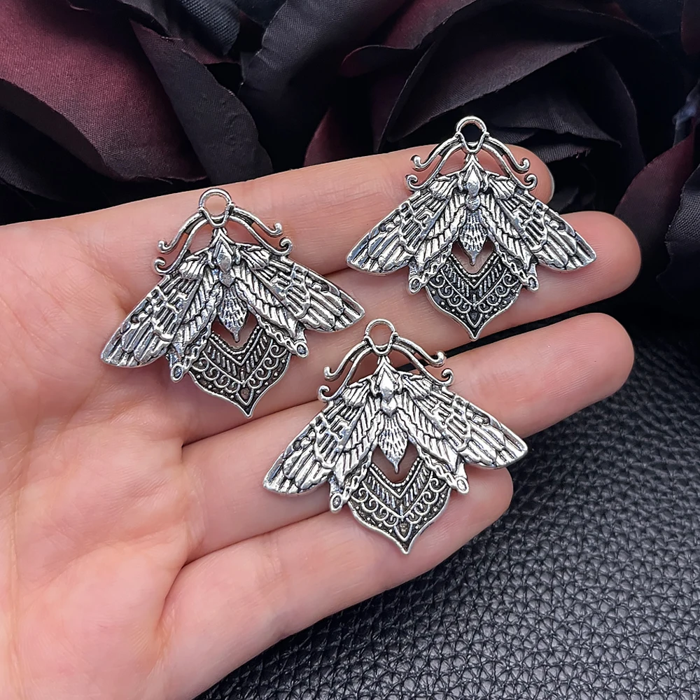 4pcs 37*32mm Vintage Gothic Death Moth Charm Luna Moth Charms Pendant Designer Charms Fit Jewelry Making DIY Jewelry Findings