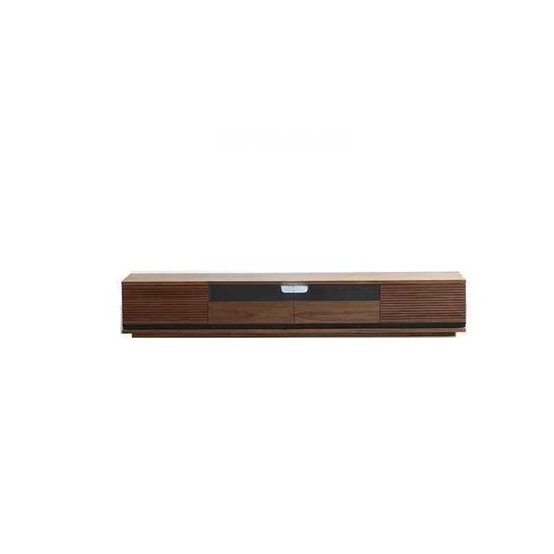 

Nordic retro solid wood TV cabinet North American black walnut floor cabinet small apartment living room simple glass