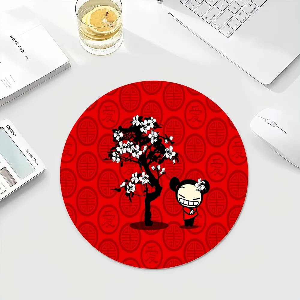 Cute Cartoon Pucca Garu Round Custom Skin Table Mat Student Mousepad Computer Keyboard Pad Games Pad Office Desk Accessories