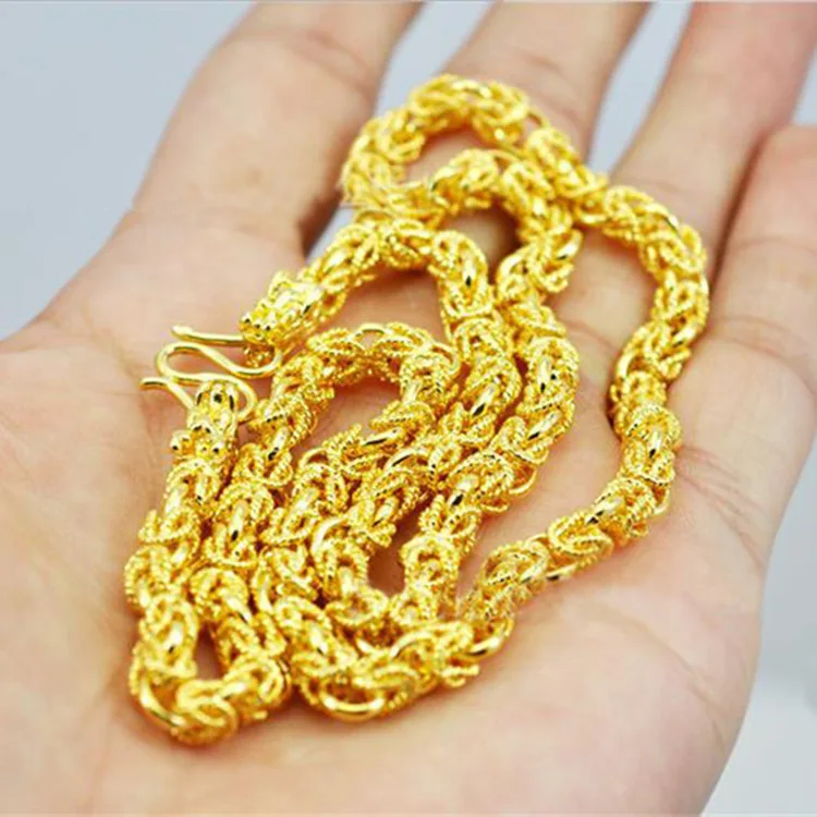 

Men's Double Dragon Head Necklace 24K Gold Plated AU999 Exquisite Craftsmanship Comfortable Wearing Meaningful Accessory