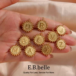 E.B.belle A-Z 26 Letters 18K Gold Charm Stainless Steel Waterproof Basic Alphabet DIY Jewelry Making Necklace Bracelet Earring