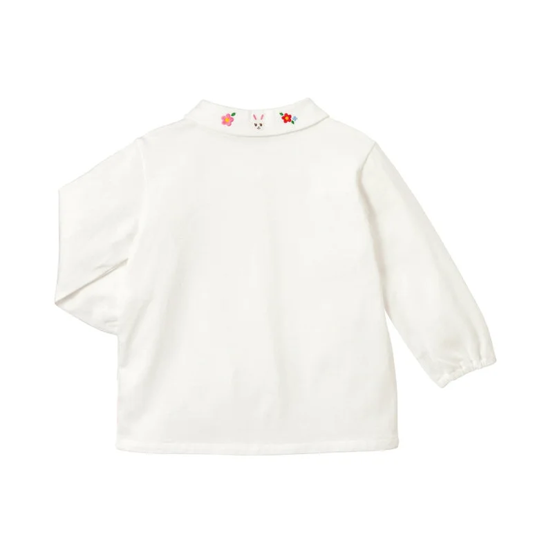 Japanese and Korean Children's Casual Shirt Spring  Boys and Girls Cartoon Bear Embroidered  Long-sleeved Blouse Baby Boy Top