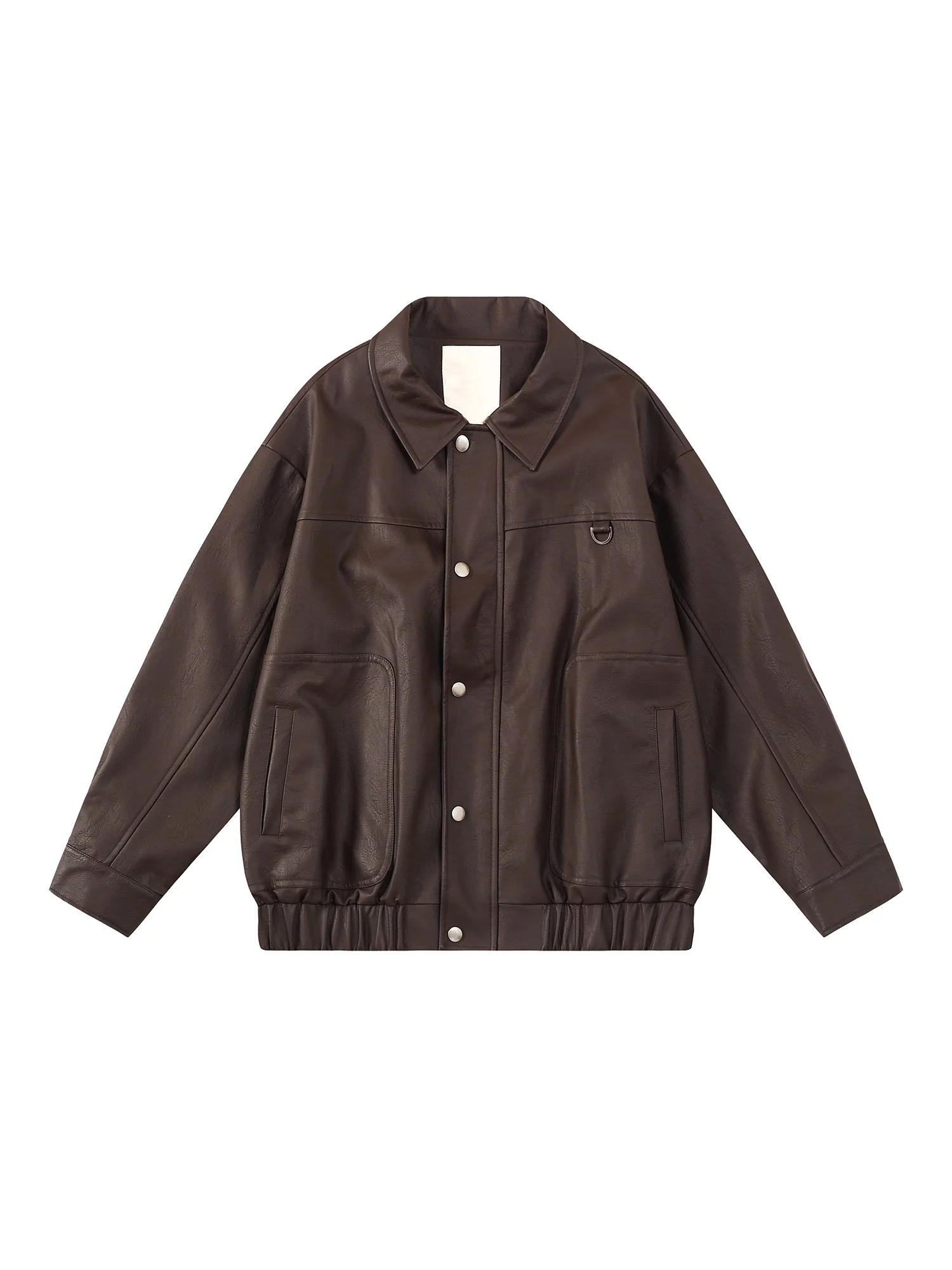 الرجعية اليابانية الشارع Sle الخريف Jaet التخسيس تصميم معطف جلد المرأة Faionable مستقيم قطع طويلة Sve سستة