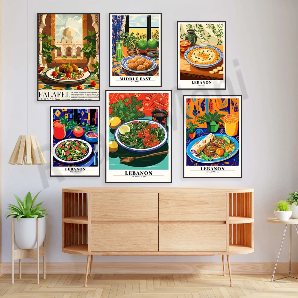 طباعة لبنان، مصر، فلافل، فن الشرق الأوسط، فن الطعام، ملصق المطبخ، تذكار السفر