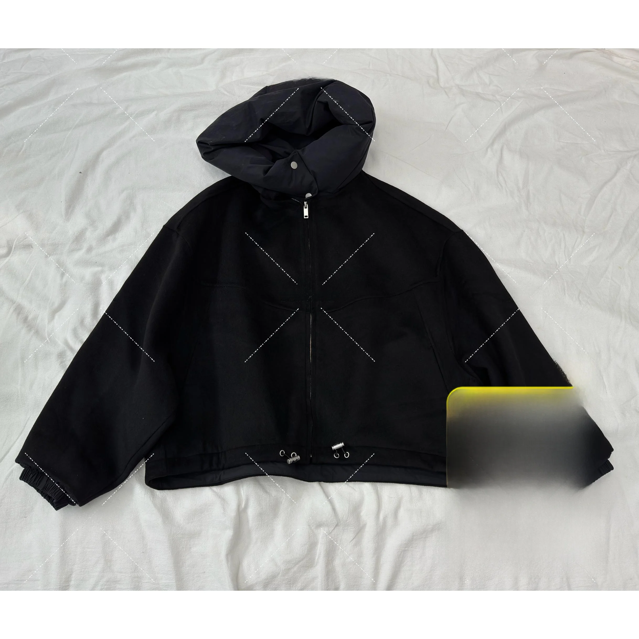 

Woolen Double-Sided Hat 849240 Women's Wool Patchwork Long Sve Jaet 849240 Bla Coat Street Sle Straight Cut