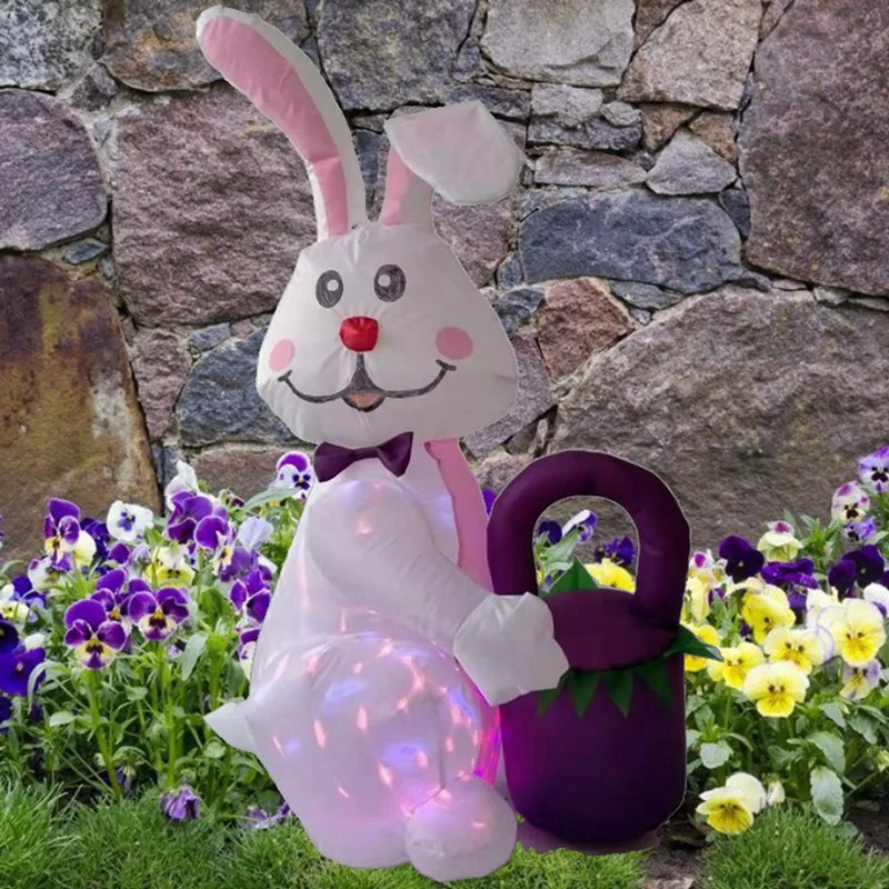 

HOT-Inflatable Easter With LED Lights Inflatable Toys For Outdoor Family Home Party Decoration Ornament