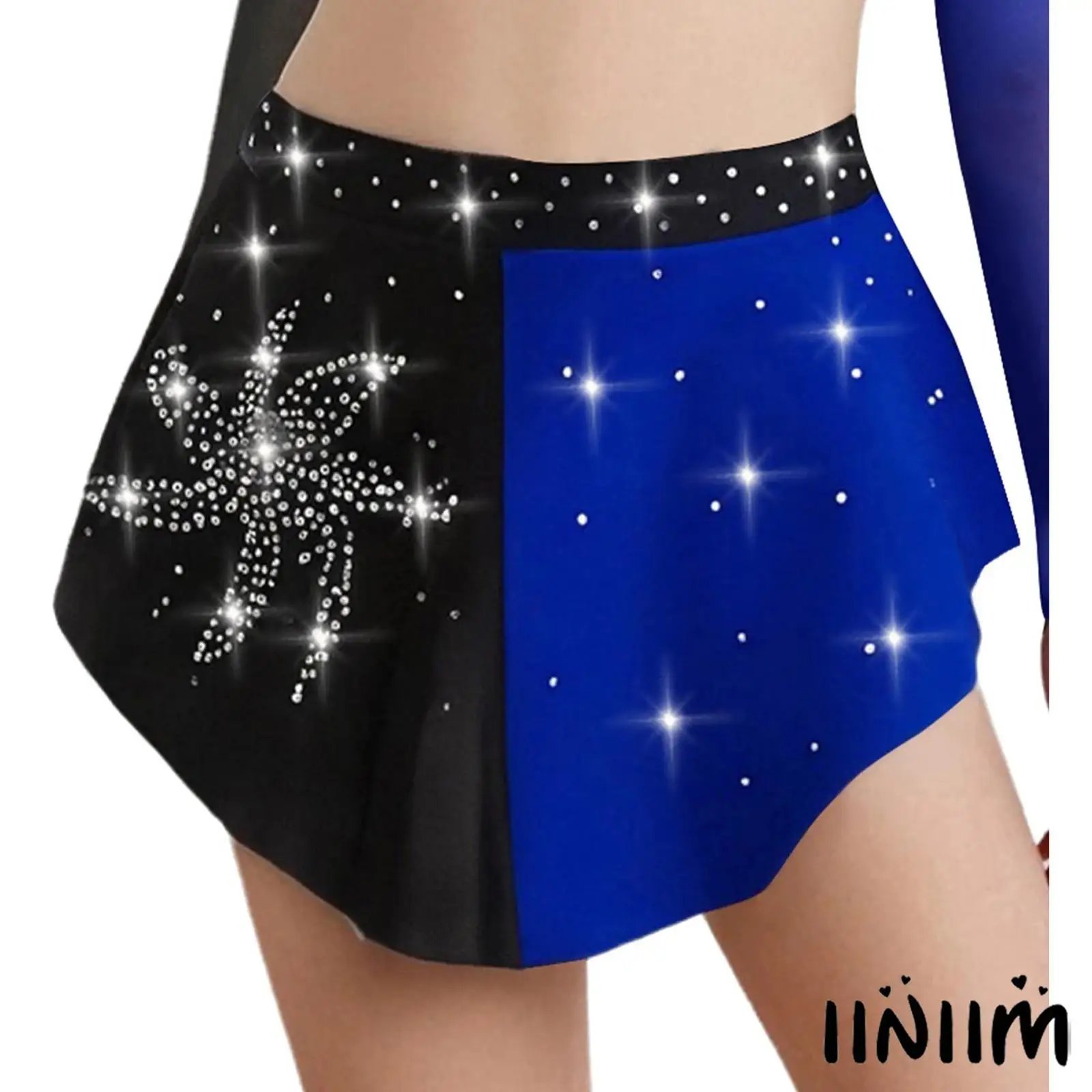 

Kids Girls Ballet Jazz Dance Costume Elastic Waistband Color Block Modern Lyrical Dance Skirt Shiny Rhinestones Skirt Dancewear