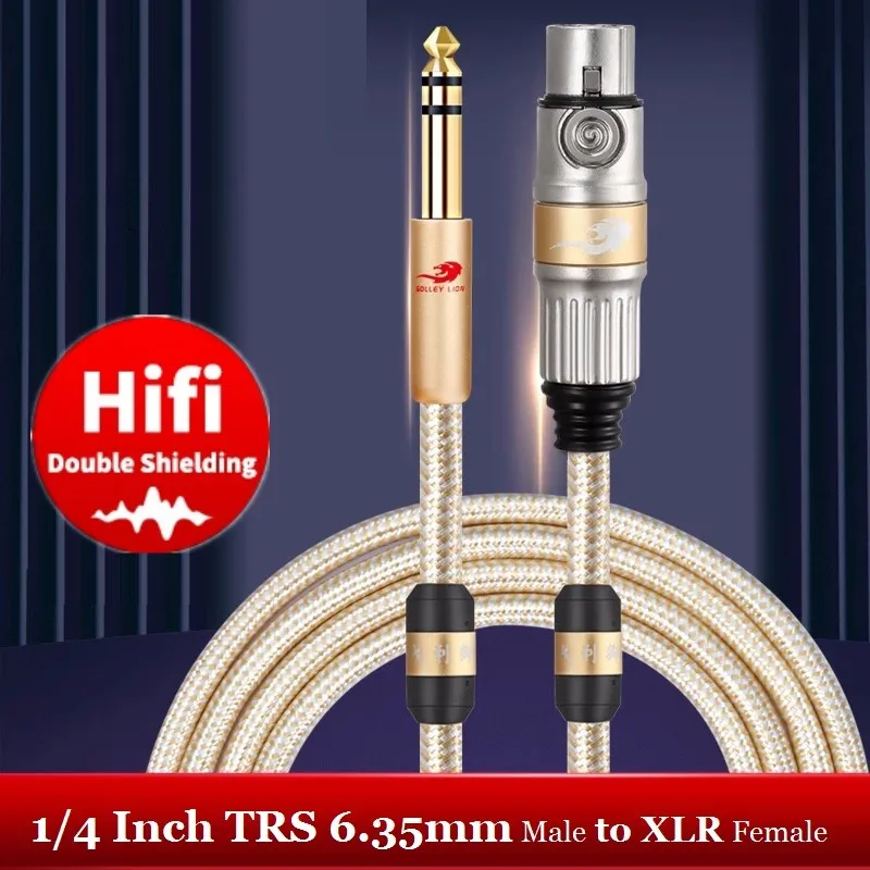 1/4 In TRS 6.35mm Male to XLR Female Audio Cable for Mixer Amplifier Microphone Stereo Speaker Stage Studio Monitors Cords