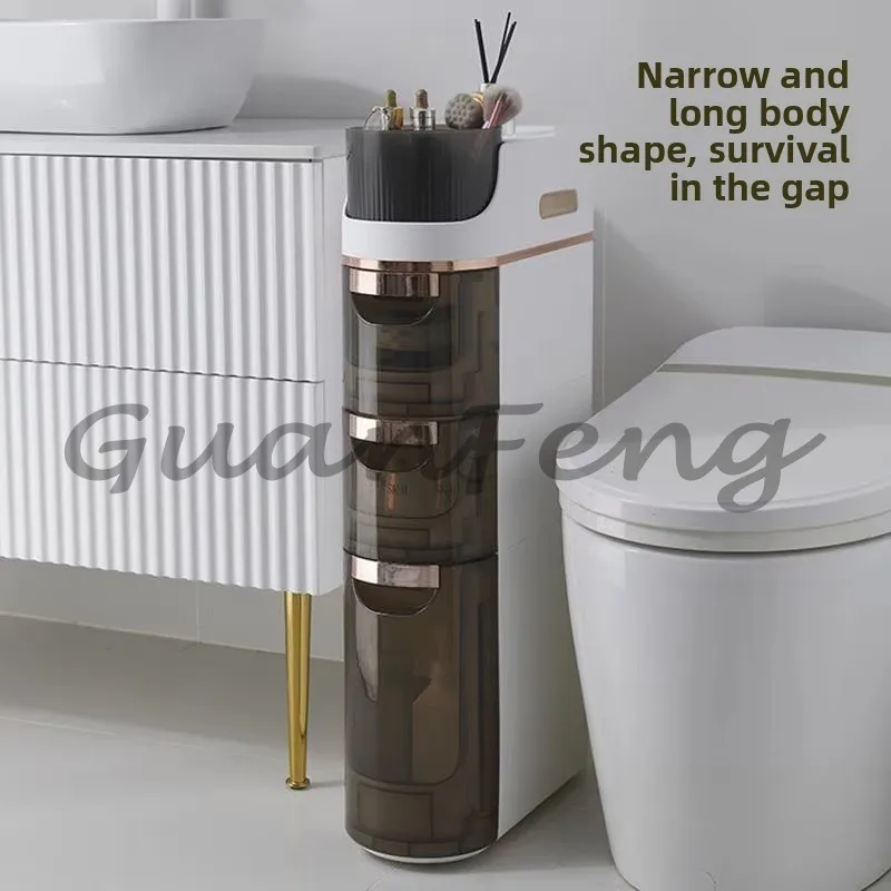 Narrow Gap Floor Storage Rack, Bathroom Crevice Organizer, Multi-Scene for Kitchen, Living Room & Bedroom Household Use
