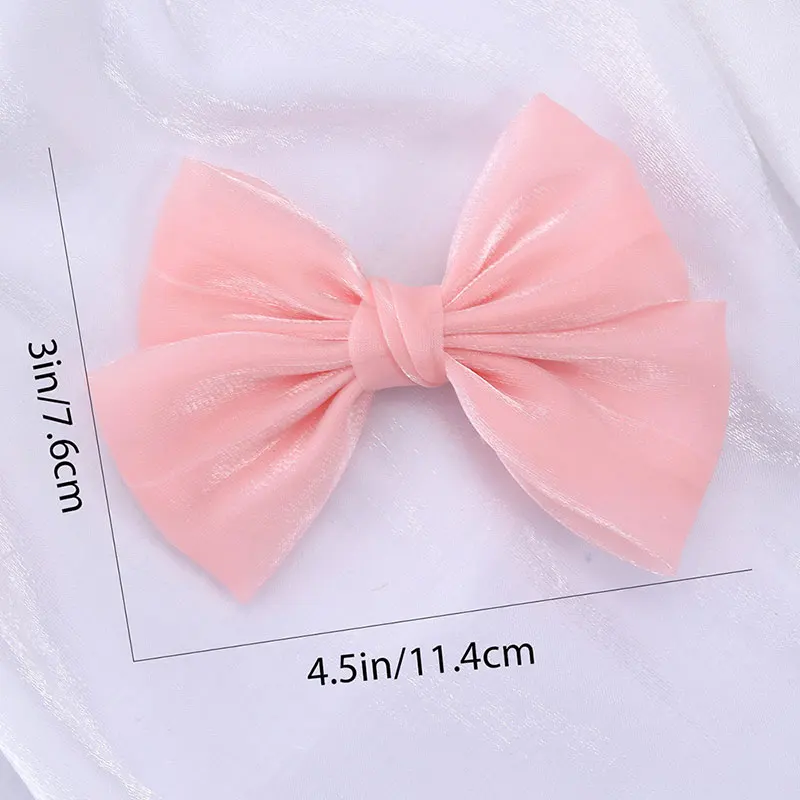 2pcs Pink Chiffon Hair Bow Clip For Girls Handmade Hairpins Barrettes Baby Delicate Hairgrips Headwear Hair Accessories