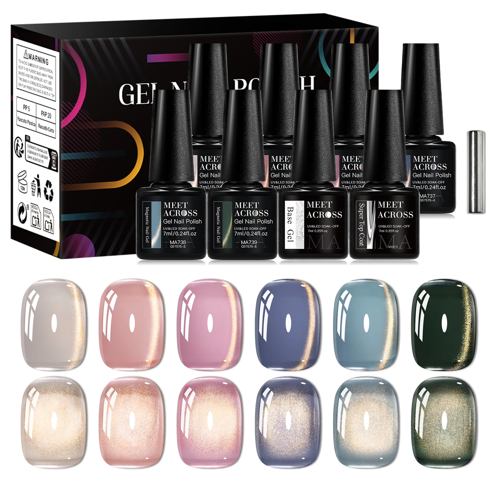 9 قطعة هلام المغناطيسي مسمار الفن جل عدة قاعدة هلام معطف فوقي عصا مغناطيسية تحتوي على طويلة الأمد UV/LED مستلزمات الأظافر مانيكير DIY بها بنفسك #5