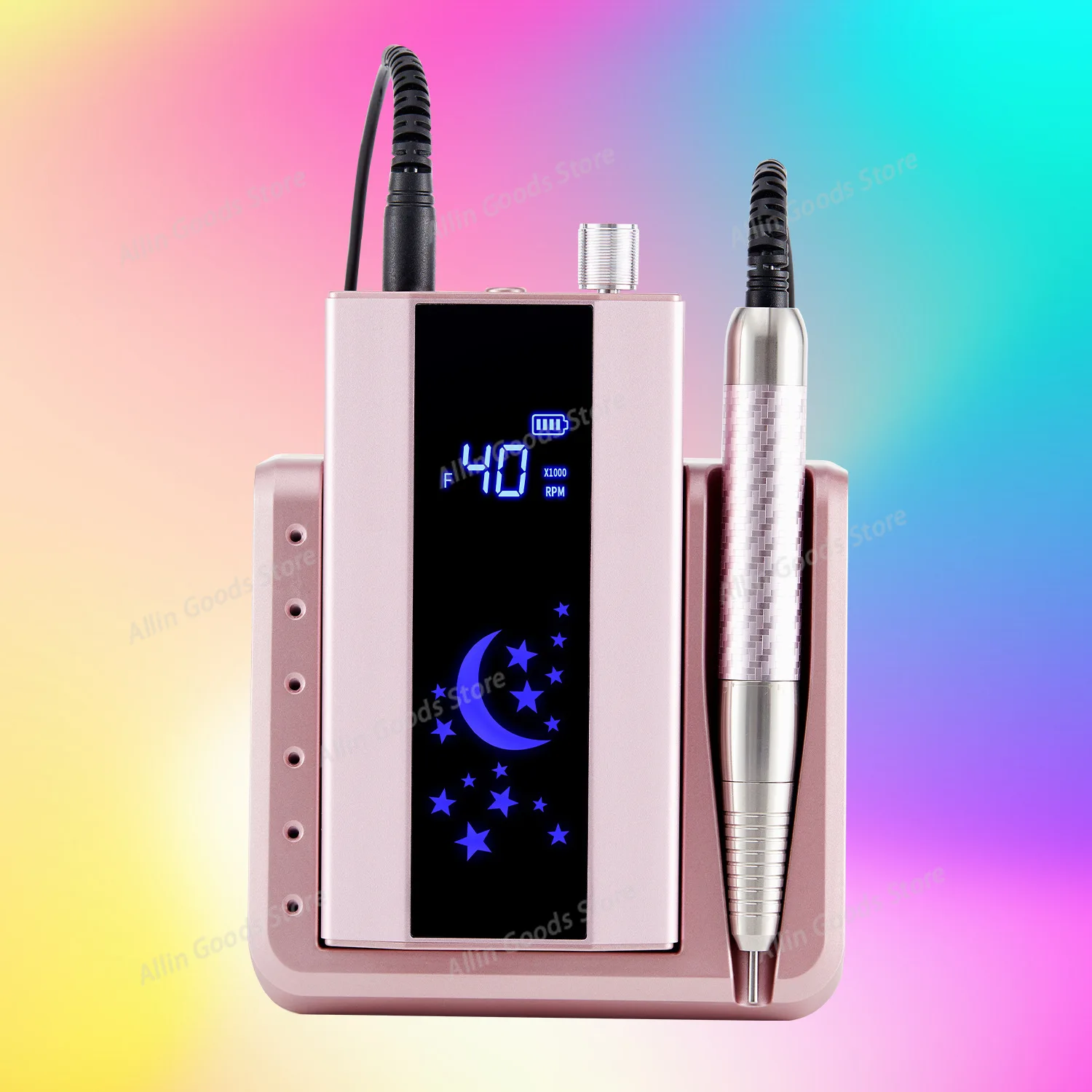40000RPM Nail Drill Electric File, Portable Professional Nail File Machine, Rechargeable Cordless Nail Drill with 1 Bit