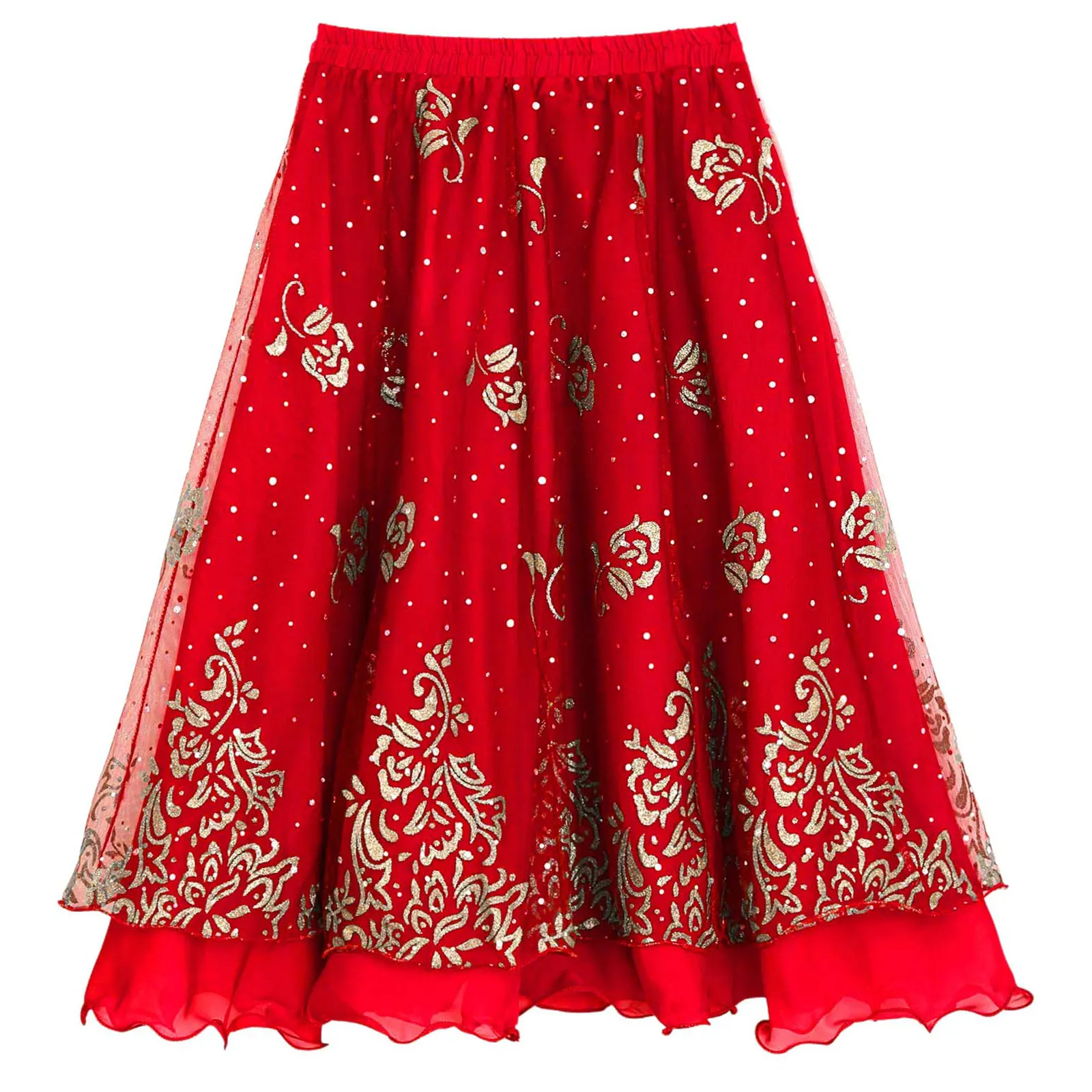 Trajes de danza del vientre para niñas, Top corto con estampado Floral y falda, pañuelo para la cabeza con cadena en la cintura, ropa de rendimiento